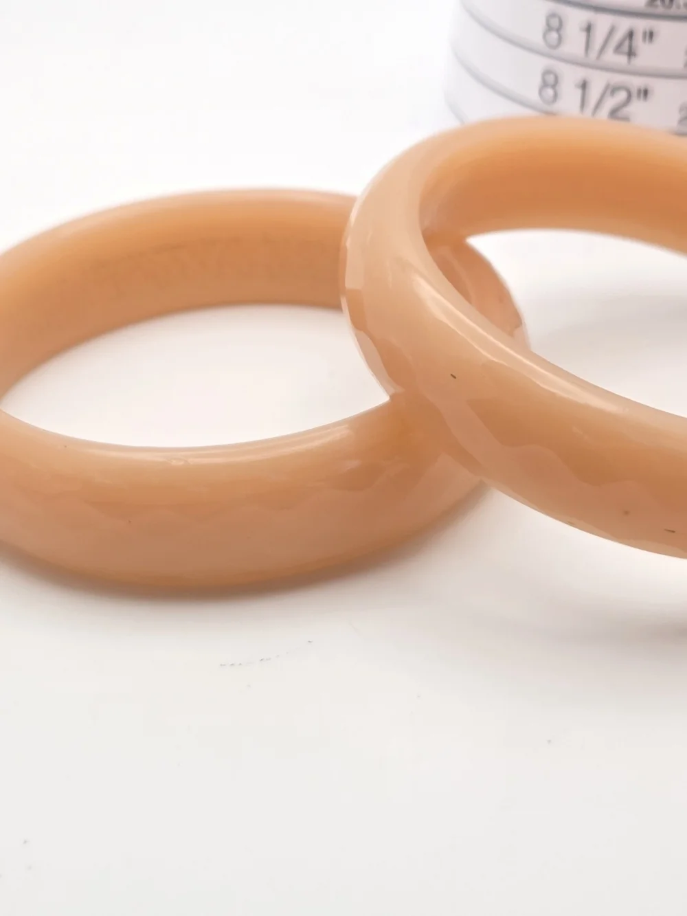Vintage Peach Glass Bangle Bracelet Set - Set of 2